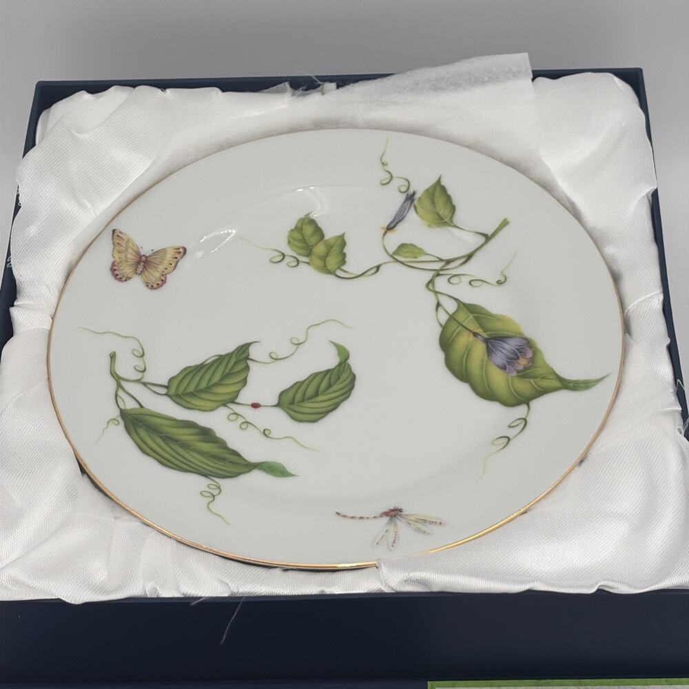 GODINGER JARDIN, Dessert Plates 4753 8" gold trim Excellent Condition